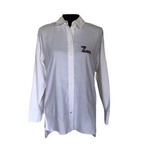 NWT Zara classic 100% cotton white long sleeve button front shirt extra small